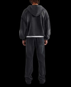 Ensemble survêtement homme imprimé personnalisé délavé à l'acide, sweat-shirt et pantalon de survêtement, polyester/coton respirant léger, couleurs personnalisées - Product Image 2
