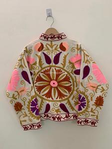 Abrigo de Algodón Bordado a Mano con Flores, Cuello Mandarín, Manga Larga, Talla Grande, Estilo Bohemio para Mujer, Ropa de Primavera - Product Image 2