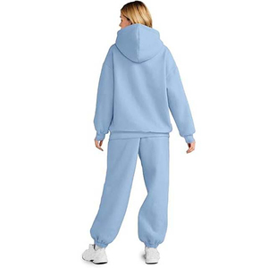 Women Winter Tracksuit Set Regular Fit Hooded Solid Color Stylish Sportswear for Gym and Daily Casual Wear - Product Image 3