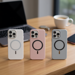 Étui de téléphone portable en cuir naturel pour S25/S24 Plus avec anneau magnétique anti-chute et poignée, design couleur unie - Product Image 3