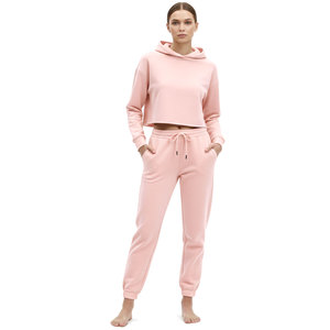 Ensemble de survêtement deux pièces unisexe pour femme, style vintage urbain, 100 % coton léger, coupe droite, longueur intégrale, avec empiècements - Product Image 1