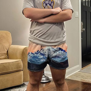 Shorts décontractés en toile de haute qualité à taille mi-haute en polyester avec imprimés graphiques vibrants pour les activités de plein air - Product Image 5