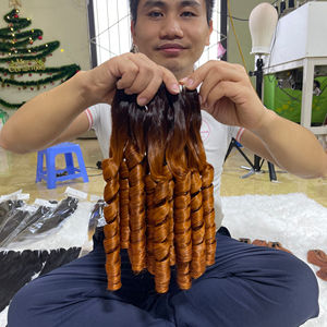 Wholesale Remy Virgin Brazilian Fumi for Italian Curl Bouncy <b>Curly</b> <b>Bundles</b> Human Hair Extensions - Product Image 2