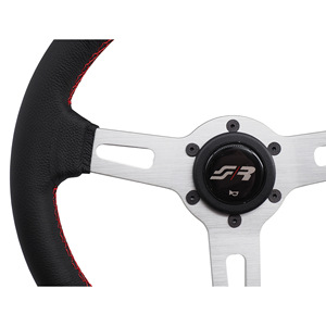Volant classique vintage - Cuir avec surpiqûres rouges - Product Image 3