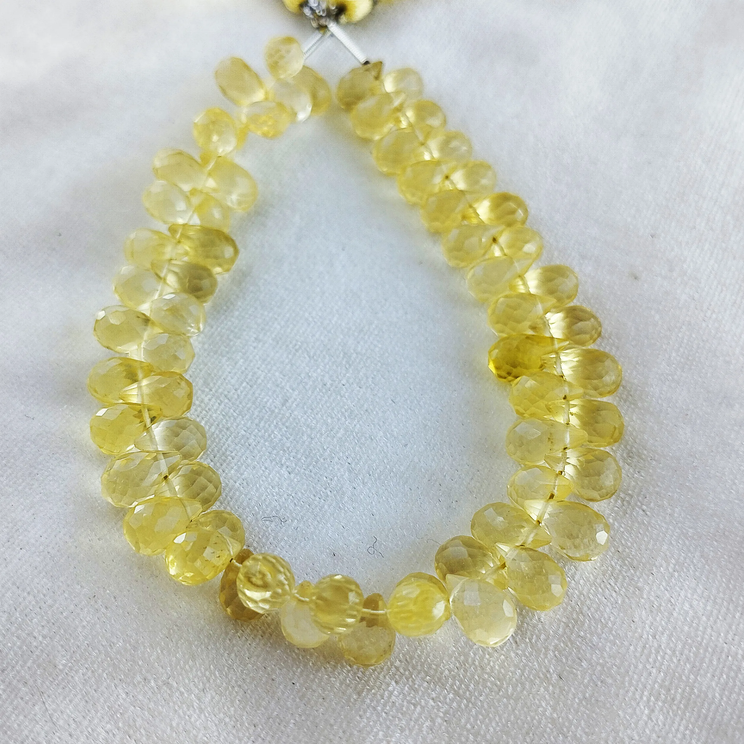 Natural Lemon quartz Gemstone Faceted Tear Drop Gemstone Pear Shape Briolette Beaded 8 Inch Long Strands For Making Jewelry gift