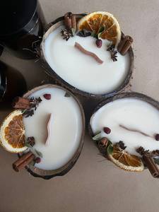 เทียนกะลามะพร้าวมันวาว2025เป็นมิตรกับสิ่งแวดล้อมที่ดีที่สุดสำหรับตกแต่งวันหยุดคริสต์มาสและเป็นของขวัญ - Product Image 2