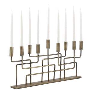 Nouvelle Menorah carrée à 9 bras en laiton doré, faite à la main, art moderne unique, écologique, porte-bougie personnalisé - Product Image 6