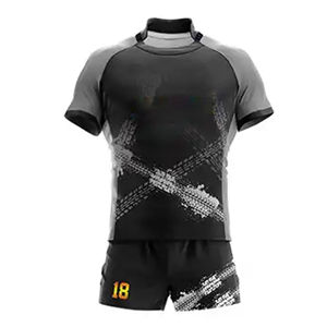 Nouvel uniforme de rugby imprimé par sublimation sportive, 100% polyester, broderie en chenille, logo numérique, anti-UV, évacuation de l'humidité, ensembles - Product Image 3