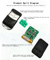 Control Remoto Universal de 4 Botones 433/315MHz con ABS y Metal, Código de Aprendizaje, 1 Año de Garantía para Sistema de Puerta de Garaje