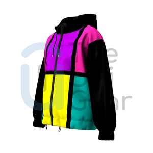 Chaqueta deportiva de invierno de poliéster 100% ligera con estampado personalizado para hombre, cortavientos impermeable con capucha, estilo callejero, posición frontal del logotipo - Product Image 2
