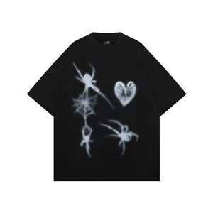 T-shirt à manches courtes pour homme, col en V surdimensionné, 100% coton tricoté, printemps été, streetwear, uni, lavé, longueur courte, anti-froissement - Product Image 3