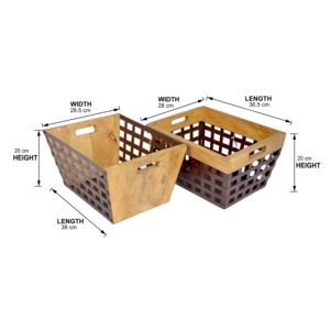 Set of 2 Wooden Metal Storage Baskets with Felt Material Multipurpose for Home Kitchen Bathroom Food Storage basket - Product Image 5