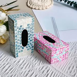 Vente en gros nacre en bois rectangulaire incrusté d'os porte-mouchoirs boîte de couverture boîtes de rangement en papier - Product Image 5
