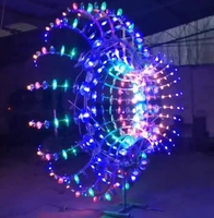 Sculpture Cinétique Unique en Métal pour Jardin Extérieur, Décoration Artistique LED Colorée en Acier Inoxydable, Sculpture Éolienne Cinétique pour Projets Hôteliers