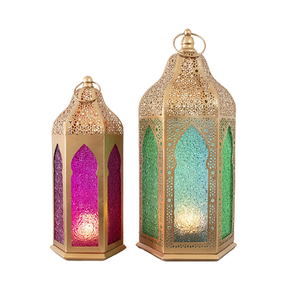 Metal And Glass Ramadan <b>Moroccan</b> <b>Lantern</b> Prime Quality Gold Color Hanging <b>Lantern</b> For Outdoor And Indoor Use - Product Image 1