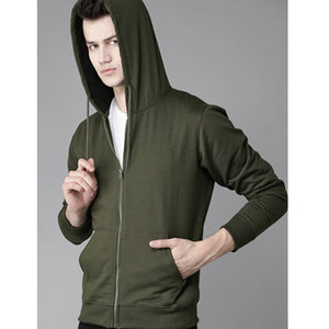 Sudadera con capucha de algodón 100% para hombre, corte ajustado, con cremallera completa, estilo French Terry, para gimnasio, con logo personalizado, OEM, ropa urbana, venta al por mayor - Product Image 3