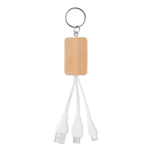 CLAUER Cable 3 en 1 de Bambú Ecológico, Gadgets USB, Producto Promocional - Product Image 3