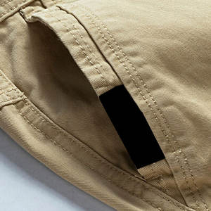 Short à taille élastique et à cordon de serrage pour hommes, 100% coton, motif uni, tenue décontractée, tissu en toile, poche, séchage rapide - Product Image 3