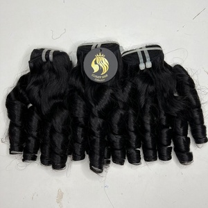 Extensiones vietnamita de cabello rizado hinchable, extremo grueso, suave, paquete de tejido rizado 100 virgen hinchable 100% cabello crudo sin procesar - Product Image 2