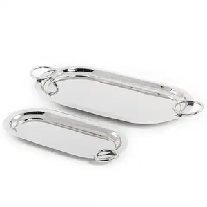 Lot de 2 plateaux de service en métal à haute qualité en aluminium d'aspect personnalisé pour plateau de fournitures pour hôtels et restaurants - Product Image 5