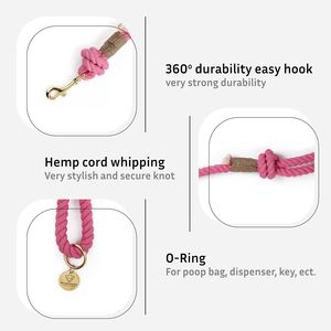 Handcrafted Pink Braided PU Rope <b>Dog</b> <b>Leash</b> – Medium <b>Dogs</b> Cute Solid Pattern Pet Walking & Training <b>Leash</b> - Product Image 5