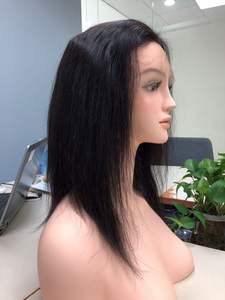 Perruque de cheveux humains longs pré-plumés Yaki droite complète pour la dentelle frontale noeuds blanchis vague profonde transparente pour la dentelle suisse petit Je - Product Image 2