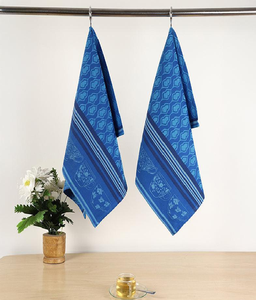 Paño de cocina de algodón decorativo, amarillo, con rayas anchas y bordado, disponible a precios de mayoreo - Product Image 4