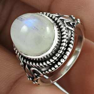 Wholesale Vintage Luxury Design Unisex Ring <b>Crafted</b> From 925 Sterling Silver Natural Rainbow Moonstone Gemstone Boho Ring - Product Image 2