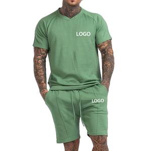 Conjunto Deportivo de Dos Piezas para Hombre con Logotipo Personalizado, Verano, 100% Algodón, Transpirable, Pantalones Cortos y Camiseta, Venta al Por Mayor - Product Image 4