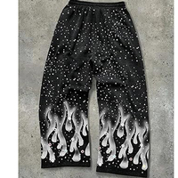 Pantalon de jogging ample décontracté pour homme, taille haute, en toile, avec strass, écologique, imperméable, avec cordon de serrage – Vente en gros grandes tailles