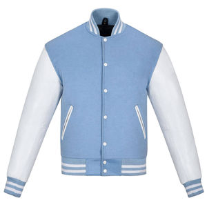Chaqueta Varsity con bordado de chenilla y mangas de cuero Chaqueta de béisbol americana de moda personalizada para hombres - Product Image 1