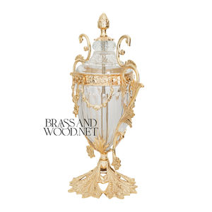Urna Decorativa de Latón Dorado y Cristal de Lujo, Elegante Pieza de Decoración Clásica para el Hogar - Product Image 4