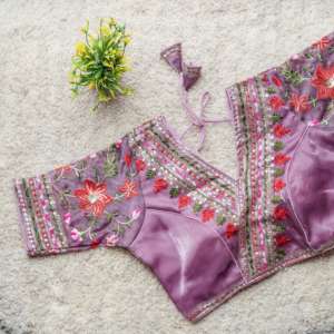 Col en V readymade cousu travail manuel ethnique travail de broderie lourde retouche avec séquence sur toutes les manches du chemisier vêtements de fête de mariée - Product Image 6