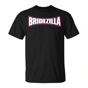 T-shirt Bridezilla nera con scollo rotondo e maniche corte, maglietta promozionale - Product Image 2