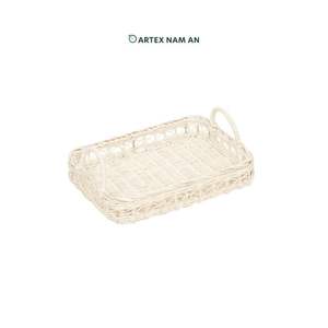 Household Rattan <b>Storage</b> <b>Trays</b> with Handles for Home Organization - Product Image 3