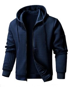 Sudaderas con Cierre para Hombre, Diseño de Primera Calidad, 100% Algodón Felpa, Patrón Liso, Colores Personalizados, Transpirables, Moda de Invierno - Product Image 1