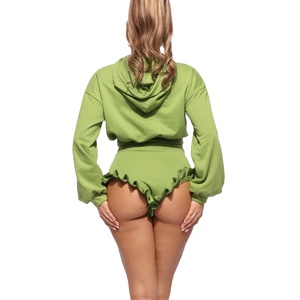 Conjunto de Dos Piezas de Sudadera Corta y Pantalones Cortos con Logotipo Personalizado para Mujer, Lavado Ácido, Atuendos de Invierno, Top Corto, Ropa de Ciclista, Conjunto de Sudadera con Capucha para Mujer 2026 - Product Image 6