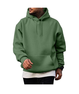 Pull-over surdimensionné 100% coton pour hommes, sweat-shirt à capuche brodé et à cordon de serrage décontracté, manches longues, coupe ample, basique, hiver - Product Image 1