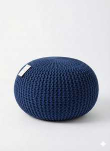 Pouf de sol en corde de perles de coton tricoté à la main de style moderne, fait à la main et cousu à la main, 2 pièces pour un usage décoratif - Product Image 2
