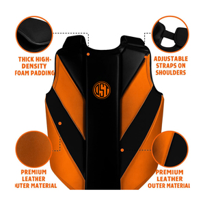 Protection de poitrine professionnelle en cuir PU respirant et écologique pour l'entraînement de MMA, de karaté et de boxe, avec design de logo personnalisé - Product Image 3