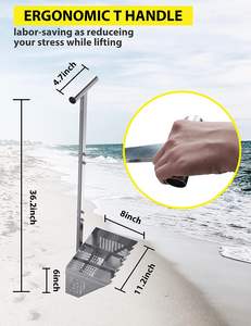 Rastrillo para ácaros <span class=keywords><strong>de</strong></span> <span class=keywords><strong>arena</strong></span>, rastrillo para ácaros <span class=keywords><strong>de</strong></span> <span class=keywords><strong>arena</strong></span> para <span class=keywords><strong>la</strong></span> playa, cesta trapezoidal <span class=keywords><strong>de</strong></span> 11.2'' <span class=keywords><strong>de</strong></span> ancho con 2 varillas <span class=keywords><strong>de</strong></span> soporte y dientes afilados, 36.2'' <span class=keywords><strong>de</strong></span> largo - Product Image 4