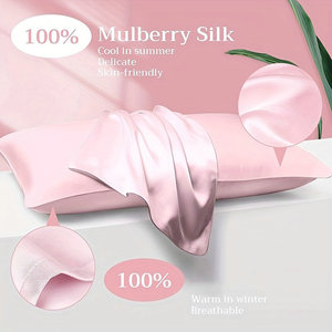 100% taie d'<span class=keywords><strong>oreiller</strong></span> en soie de mûrier pure taie d'<span class=keywords><strong>oreiller</strong></span> en soie tissée brodée Style uni pour la maison et l'hôtel certifié Oeko-tex - Product Image 2