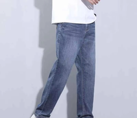 Erkekler için Bol Paçalı Yüksek Bel Kot Pantolon Pamuklu Denim Sokak Modası Yıkanmış Geniş Paça Uzun Düz Kış/İlkbahar Modası Pantolon