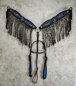 Juego de tachuelas de caballo ecuestre occidental de cuero duradero de lujo con logotipo personalizado que incluye cuello de pecho de cabeza - Product Image 1