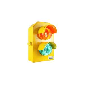 Mini feux de circulation à deux lumières de 70 mm, LED jaune, 12V, alimentation solaire, en aluminium et PC durables - Product Image 1