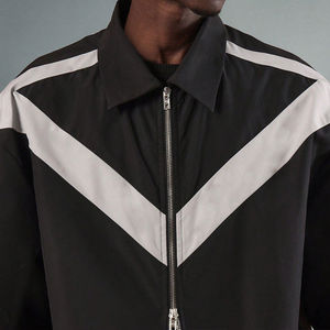 <b>Summer</b> Color Block <b>Lightweight</b> Nylon Short Sleeve Double Zip <b>Jacket</b> Custom logo Two Piece Turn Down Collar Windbreaker Short Set - Product Image 5