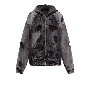 Sweat à capuche unisexe personnalisé, épais, vintage, avec fermeture éclair, effet délavé soleil, déchiré et vieilli, en coton, coupe classique, en molleton ou en tissu éponge français, séchage rapide - Product Image 6