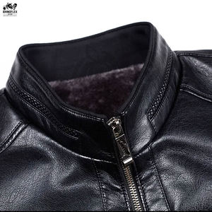 Nouveautés Prix de gros Haute qualité Conception OEM Veste en cuir pour homme Coupe ajustée Élégante Confortable Toile devant Doublure en polaire - Product Image 2