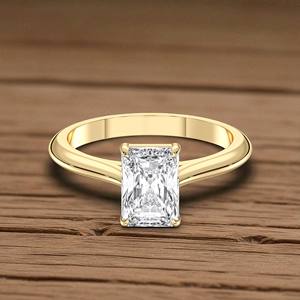 Juego de puntas de diamante de forma radiante de moissanita de 1,55 quilates, anillo de compromiso solitario hecho en plata para mujer - Product Image 4