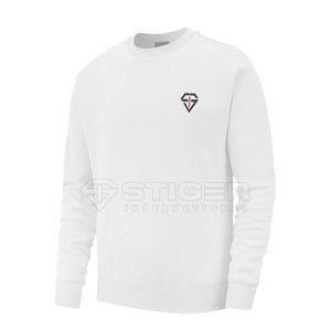 Sudadera de Cuello Redondo de Alta Calidad OEM, de Algodón/Poliéster, para Hombre, Color Blanco Sólido, Teñido Liso, Resistente al Viento, Transpirable y Ecológica - Product Image 1